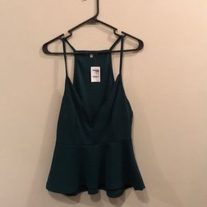 Dark teal V-neck tank